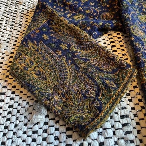 Tree of Life Blue Gold Pashmina Fringe Zip-Up Hoodie Jacket - Picture 9 of 9